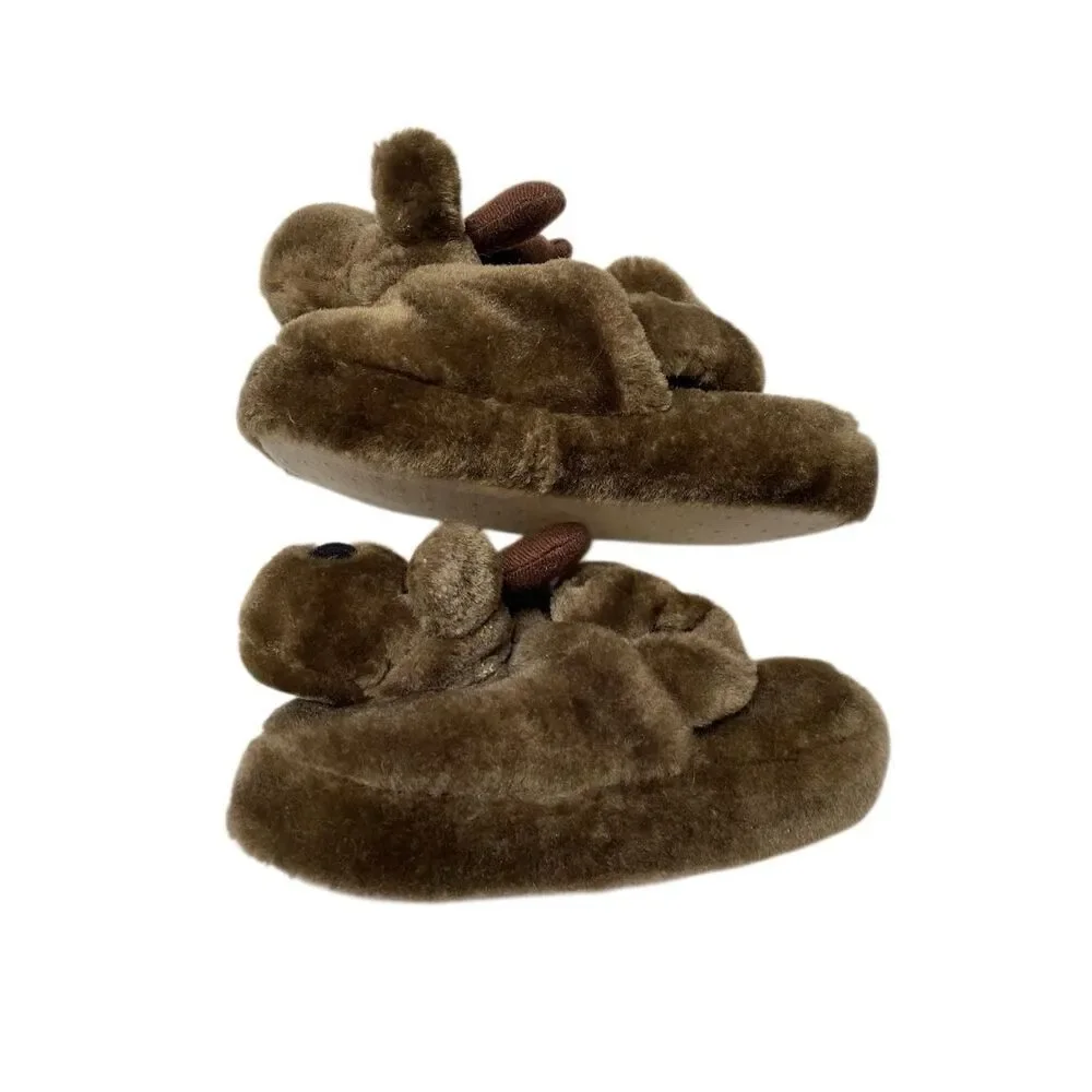 Unisex Toddler Reindeer Slingback Slippers Size 10 Christmas Holiday Deer Xmas